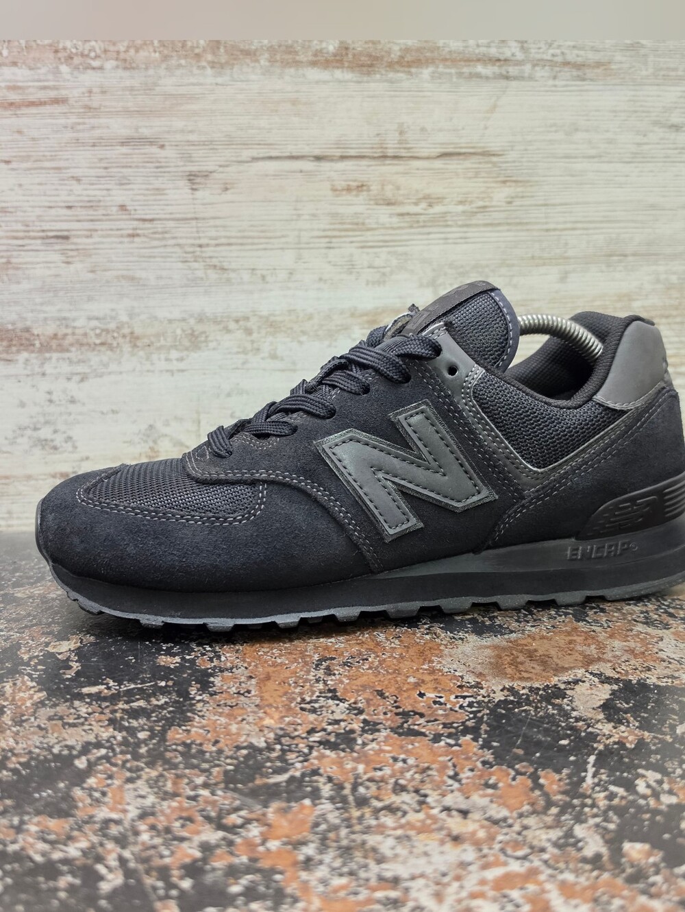 Mens New Balance 574 Athletic Shoes Sz 8.5 Used ML574EVE Black Suede